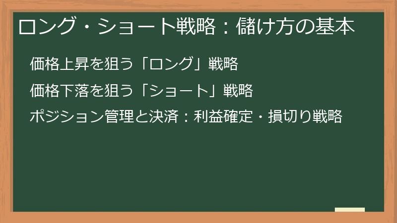 ロング・ショート戦略：儲け方の基本