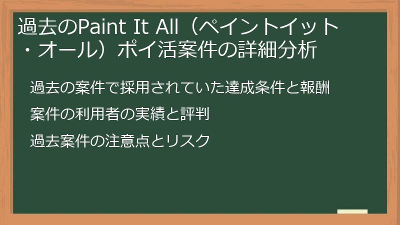 過去のPaint It All（ペイントイット・オール）ポイ活案件の詳細分析