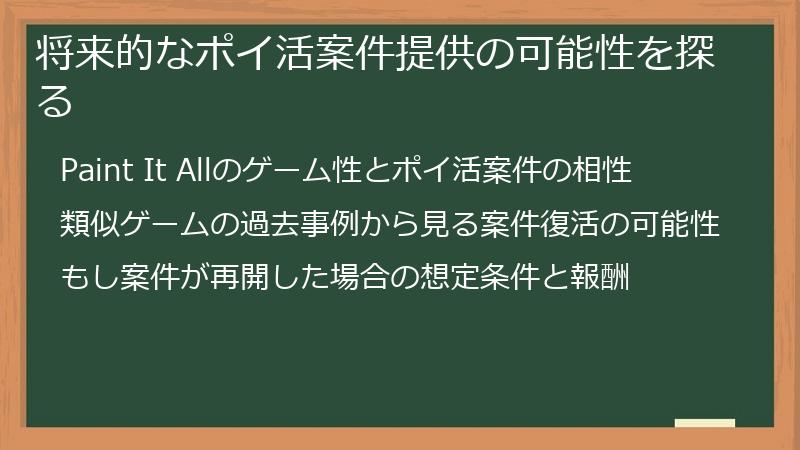 将来的なポイ活案件提供の可能性を探る