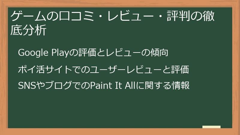 ゲームの口コミ・レビュー・評判の徹底分析