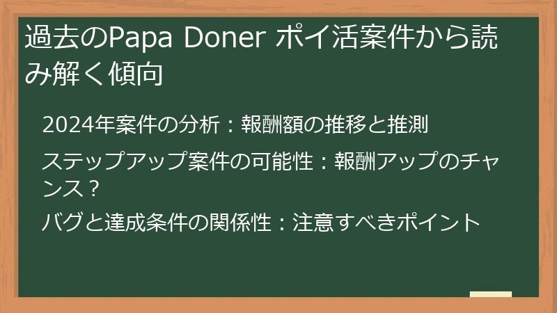 過去のPapa Doner ポイ活案件から読み解く傾向