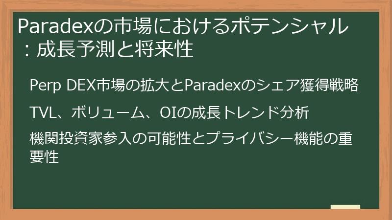 Paradexの市場におけるポテンシャル：成長予測と将来性