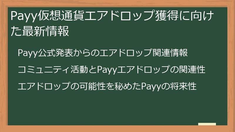 Payy仮想通貨エアドロップ獲得に向けた最新情報
