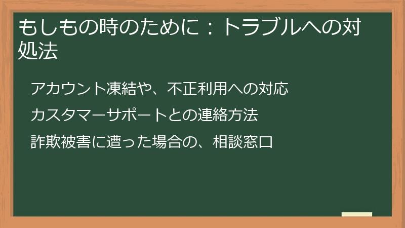 もしもの時のために：トラブルへの対処法