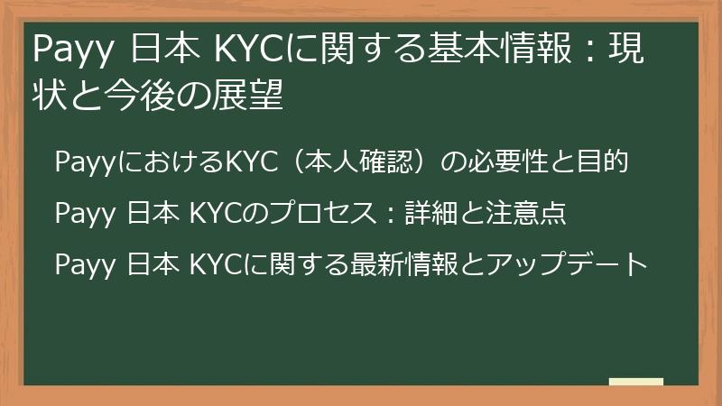 Payy 日本 KYCに関する基本情報：現状と今後の展望