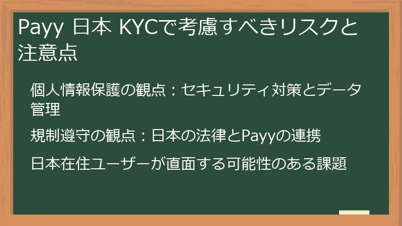 Payy 日本 KYCで考慮すべきリスクと注意点