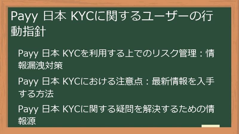 Payy 日本 KYCに関するユーザーの行動指針