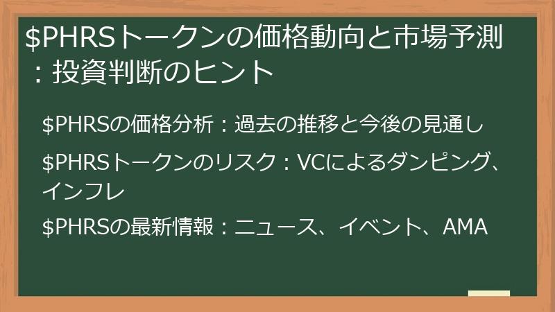 $PHRSトークンの価格動向と市場予測：投資判断のヒント