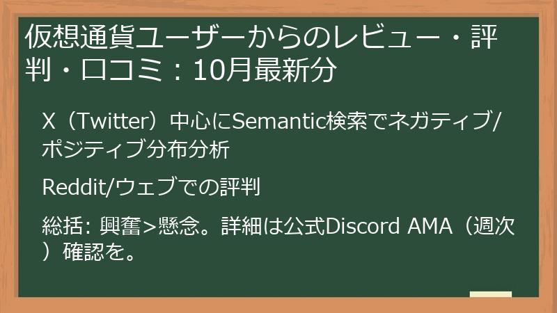 仮想通貨ユーザーからのレビュー・評判・口コミ：10月最新分