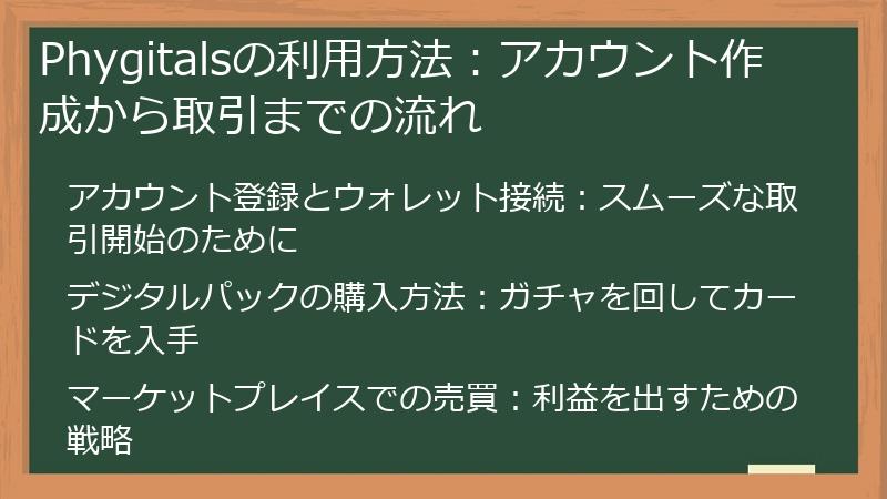 Phygitalsの利用方法：アカウント作成から取引までの流れ