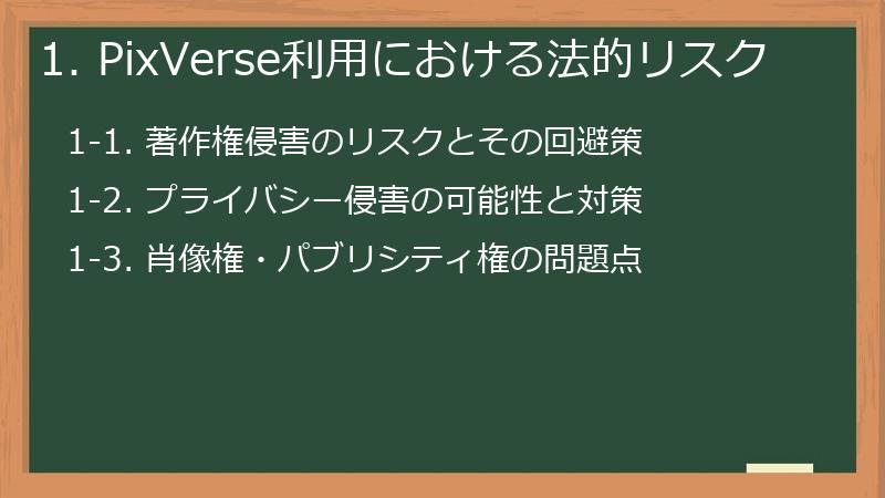 1. PixVerse利用における法的リスク