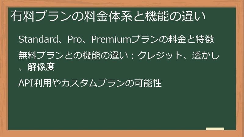 有料プランの料金体系と機能の違い