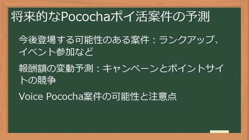 将来的なPocochaポイ活案件の予測