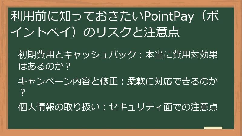 利用前に知っておきたいPointPay（ポイントペイ）のリスクと注意点