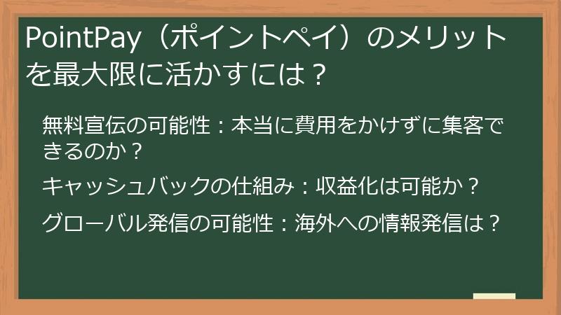 PointPay（ポイントペイ）のメリットを最大限に活かすには？