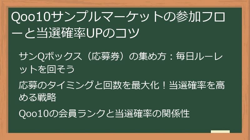 Qoo10サンプルマーケットの参加フローと当選確率UPのコツ