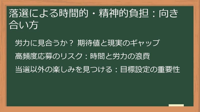 落選による時間的・精神的負担：向き合い方