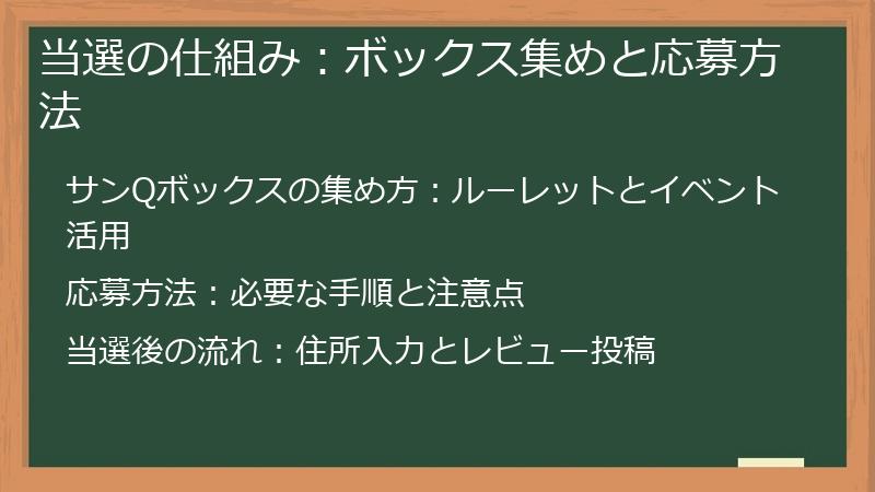 当選の仕組み：ボックス集めと応募方法