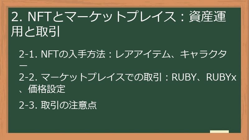 2. NFTとマーケットプレイス：資産運用と取引