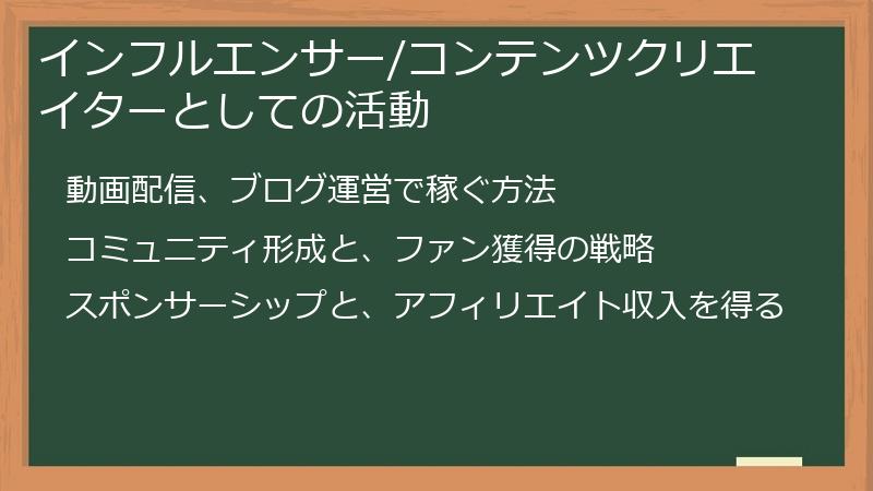 インフルエンサー/コンテンツクリエイターとしての活動