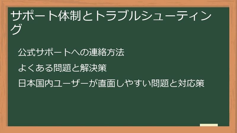 サポート体制とトラブルシューティング