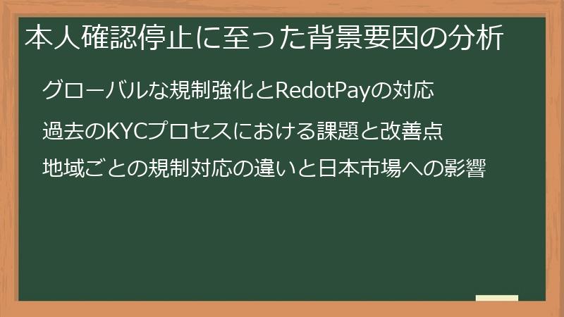 本人確認停止に至った背景要因の分析