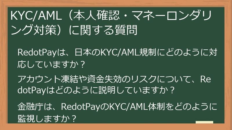 KYC/AML（本人確認・マネーロンダリング対策）に関する質問