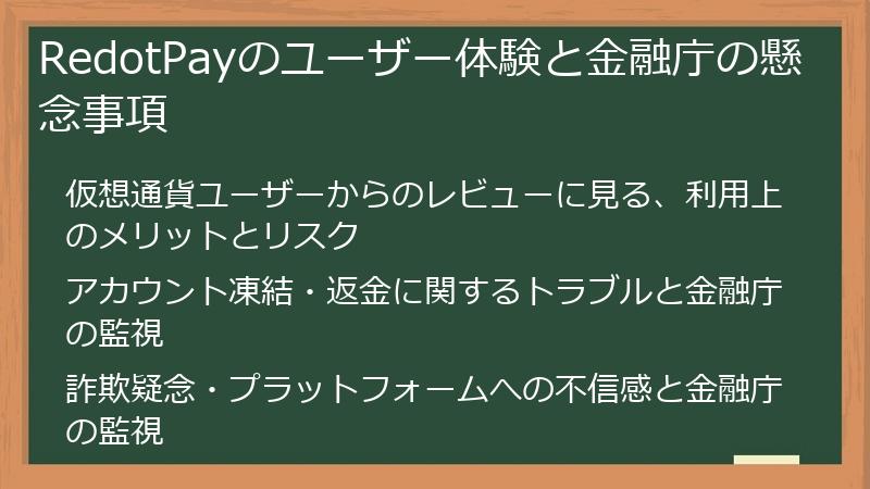 RedotPayのユーザー体験と金融庁の懸念事項