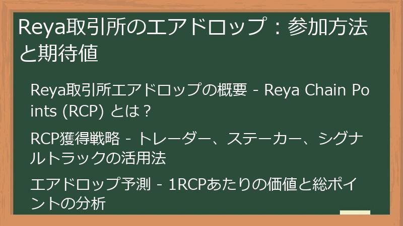 Reya取引所のエアドロップ：参加方法と期待値
