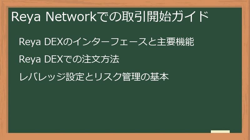 Reya Networkでの取引開始ガイド