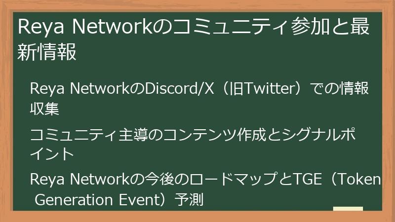Reya Networkのコミュニティ参加と最新情報
