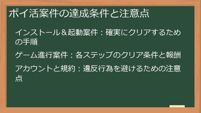 ポイ活案件の達成条件と注意点