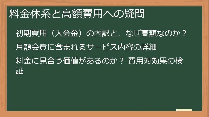 料金体系と高額費用への疑問