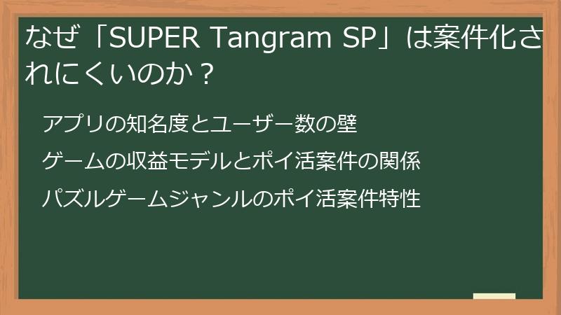 なぜ「SUPER Tangram SP」は案件化されにくいのか？