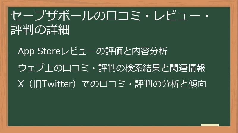 セーブザボールの口コミ・レビュー・評判の詳細