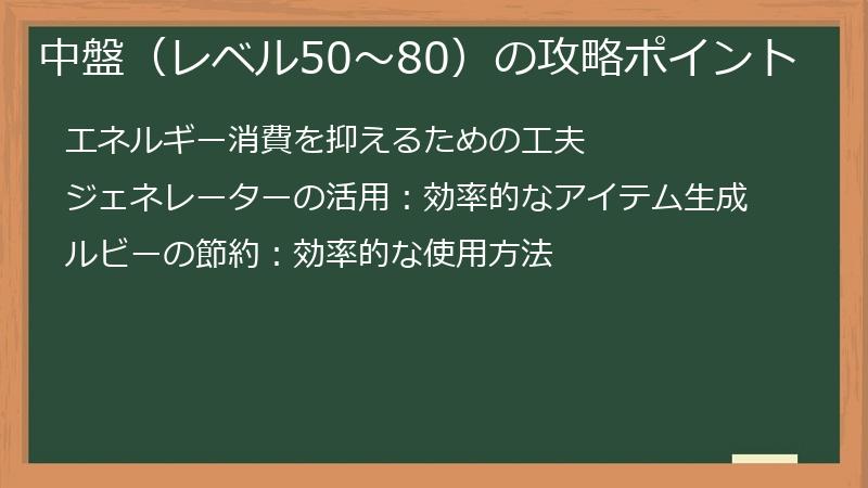 中盤（レベル50～80）の攻略ポイント