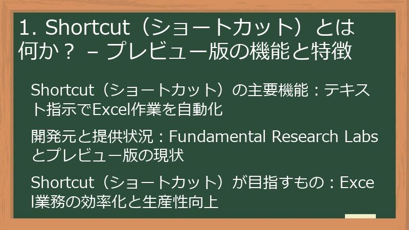 1. Shortcut（ショートカット）とは何か？ – プレビュー版の機能と特徴