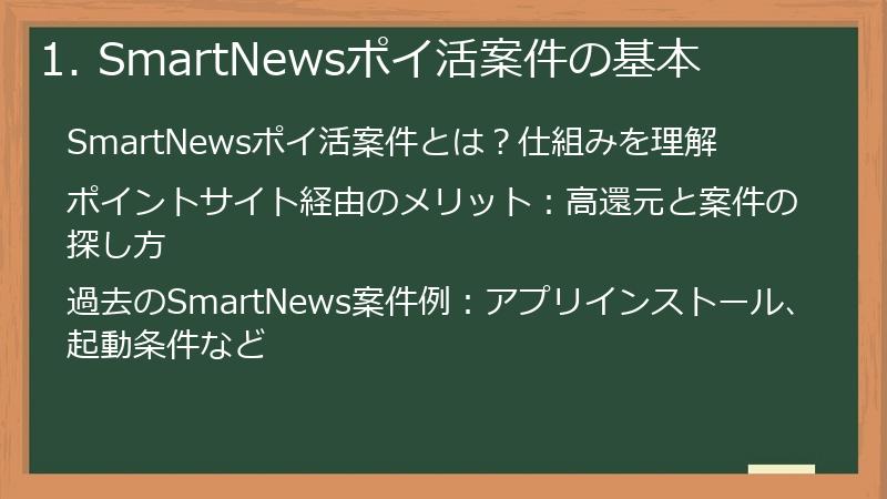1. SmartNewsポイ活案件の基本