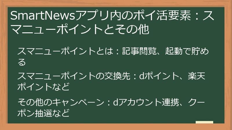 SmartNewsアプリ内のポイ活要素：スマニューポイントとその他
