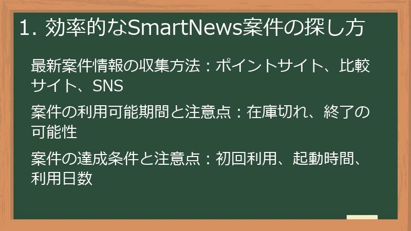 1. 効率的なSmartNews案件の探し方