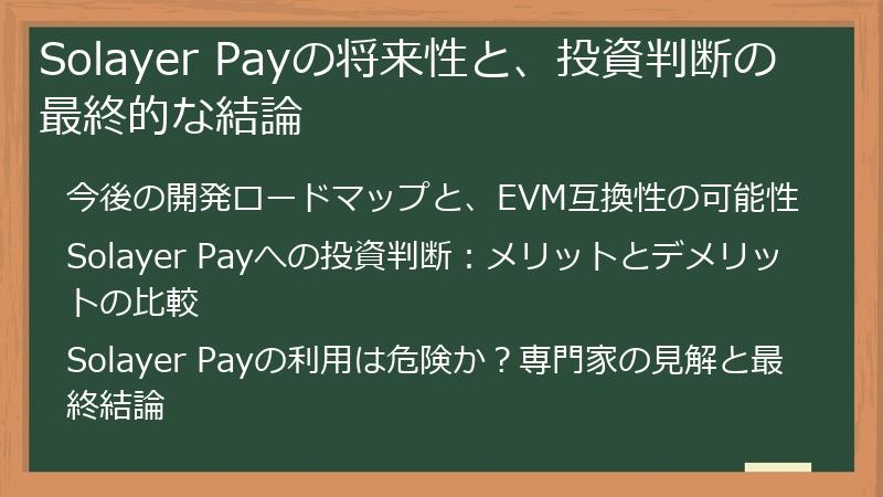 Solayer Payの将来性と、投資判断の最終的な結論