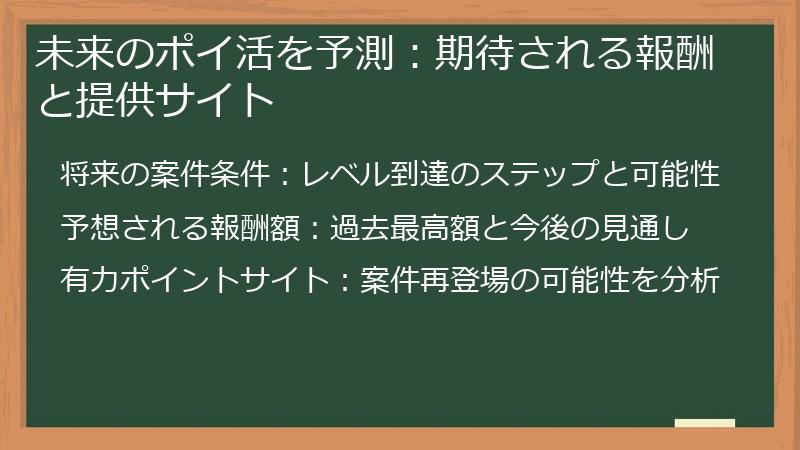 未来のポイ活を予測：期待される報酬と提供サイト