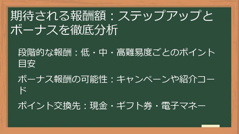 期待される報酬額：ステップアップとボーナスを徹底分析