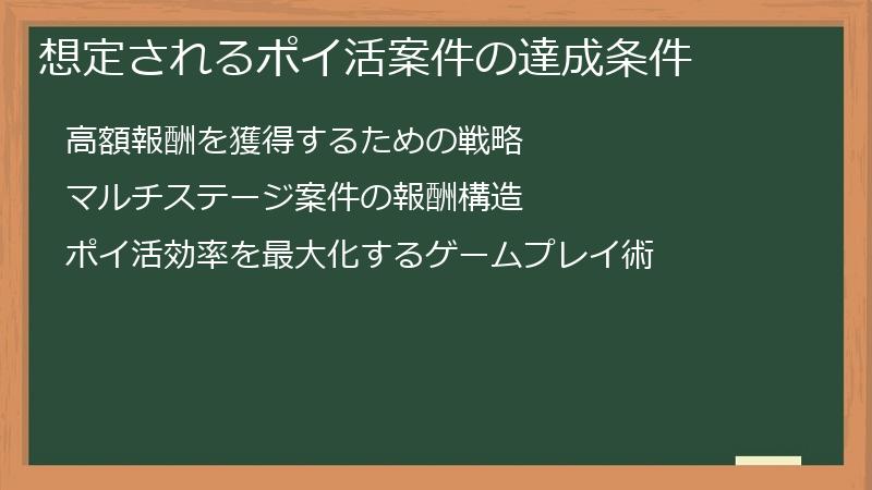 想定されるポイ活案件の達成条件