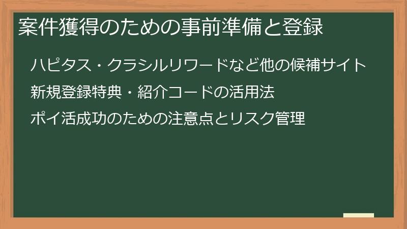 案件獲得のための事前準備と登録