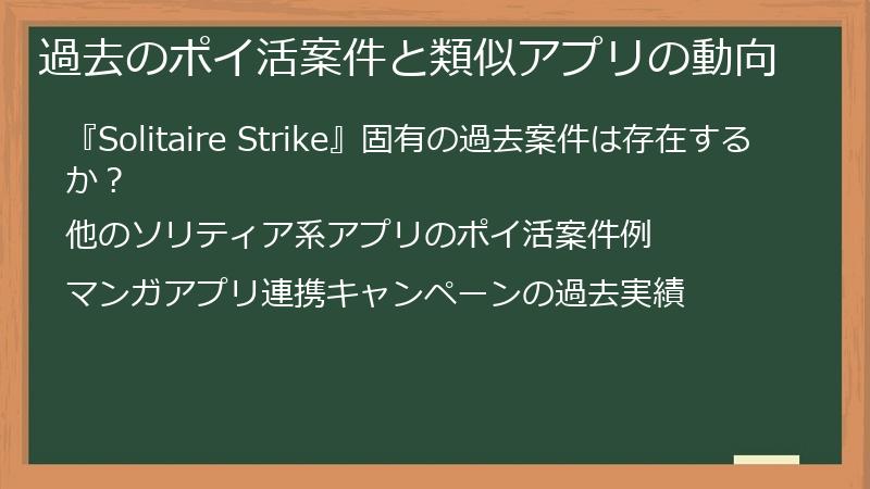 過去のポイ活案件と類似アプリの動向