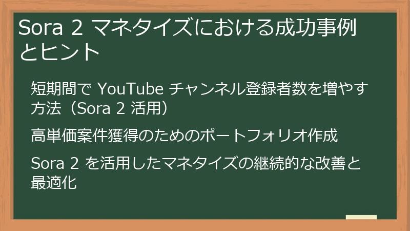 Sora 2 マネタイズにおける成功事例とヒント