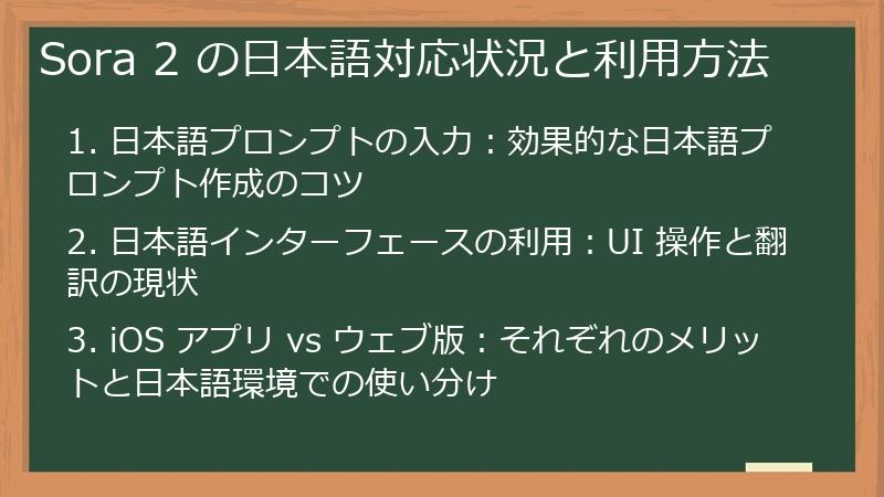 Sora 2 の日本語対応状況と利用方法