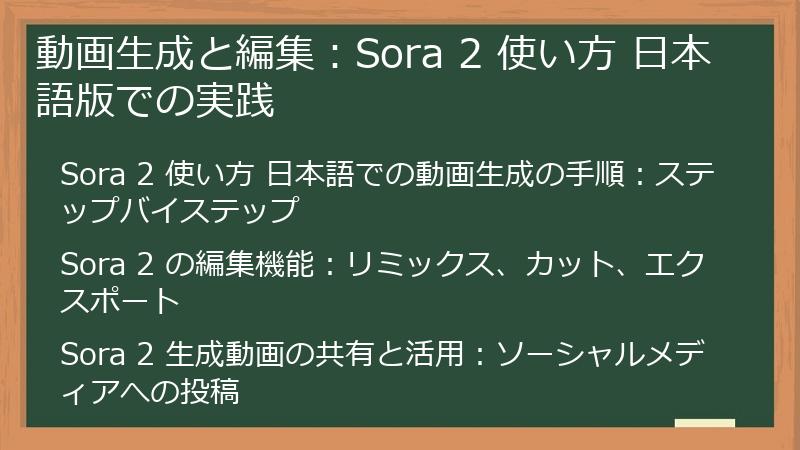 動画生成と編集：Sora 2 使い方 日本語版での実践