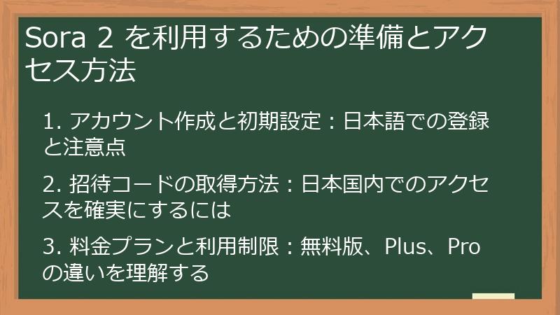 Sora 2 を利用するための準備とアクセス方法